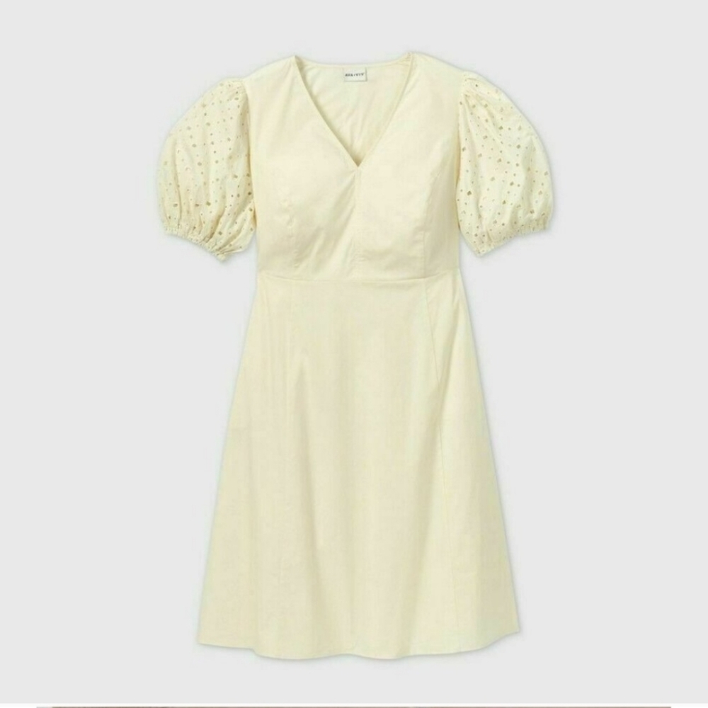 Ava Viv Elegant Cream Midi Dress
